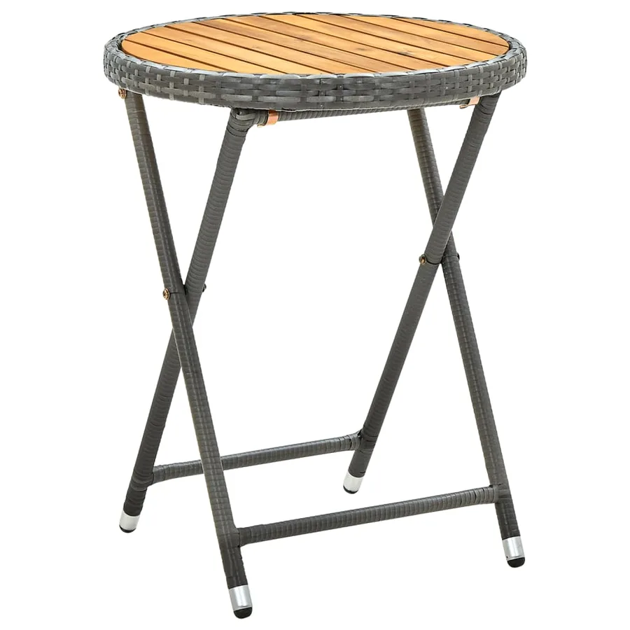 Ensemble de bistro avec coussins 3 pcs gris rotin et acacia - 4