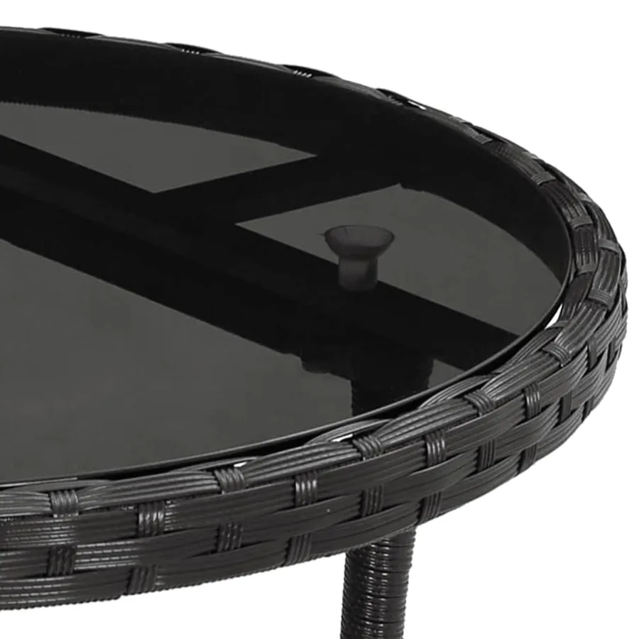 Ensemble à manger de jardin et coussins 5 pcs noir rotin verre - 6