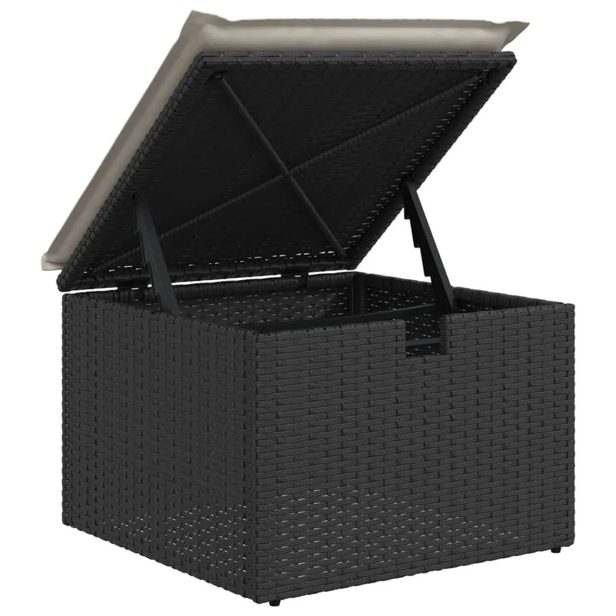 Salon de jardin 6 pcs avec coussins noir résine tressée - 11