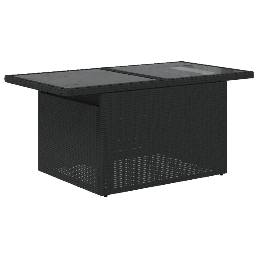 Salon de jardin 6 pcs avec coussins noir résine tressée - 6
