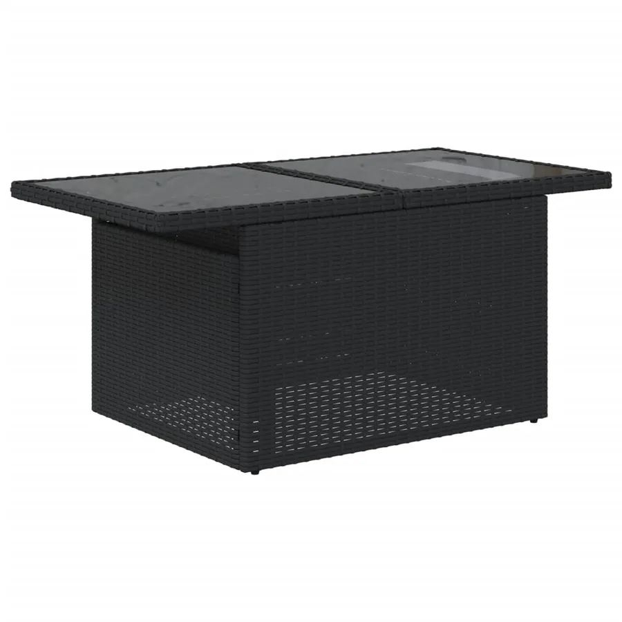 Salon de jardin 6 pcs avec coussins noir résine tressée - 6