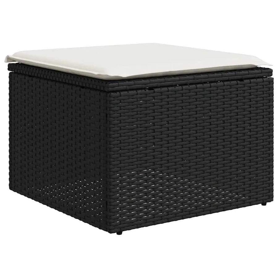 Salon de jardin 7 pcs avec coussins noir résine tressée 62 x 62 x 69 cm - 65,4 kg - 7