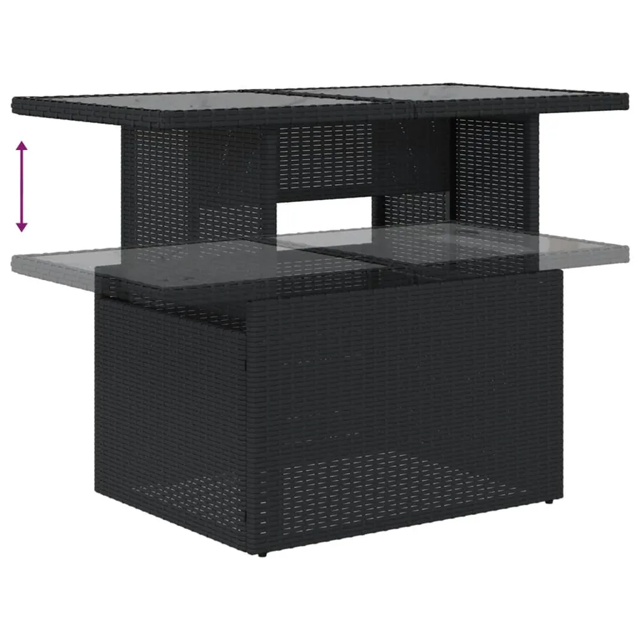 Salon de jardin 7 pcs avec coussins noir résine tressée 62 x 62 x 69 cm - 67,1 kg - 8