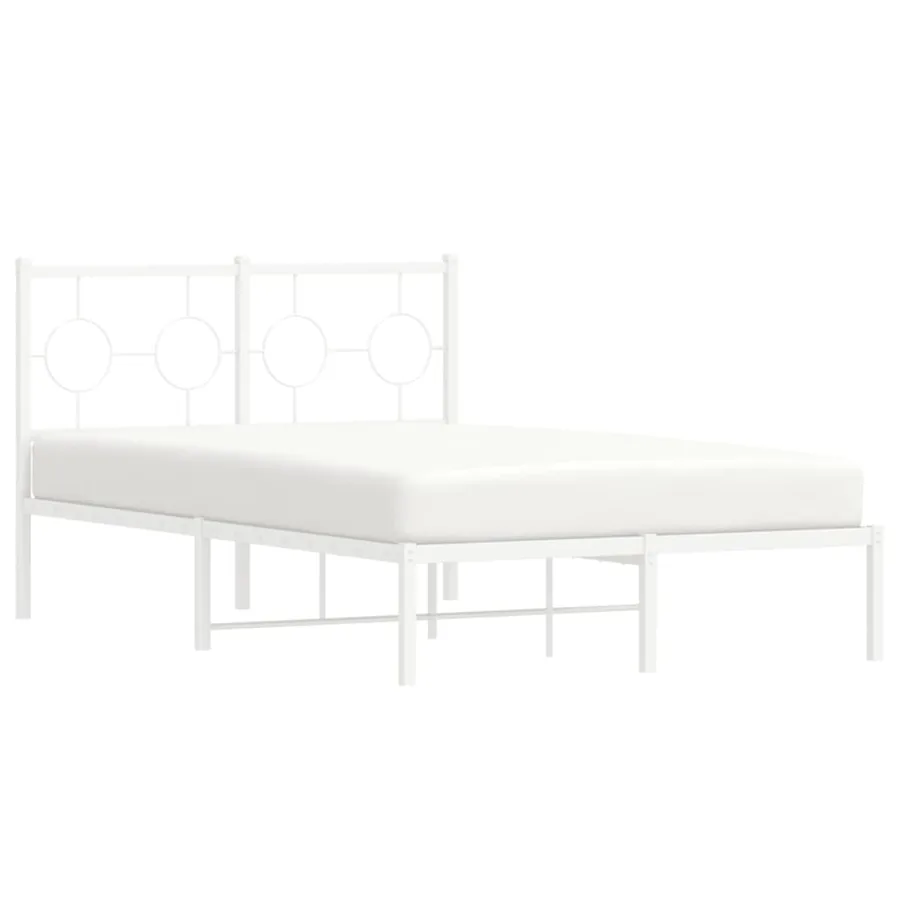 Cadre de lit métal sans matelas et tête de lit blanc 120x190 cm - 4