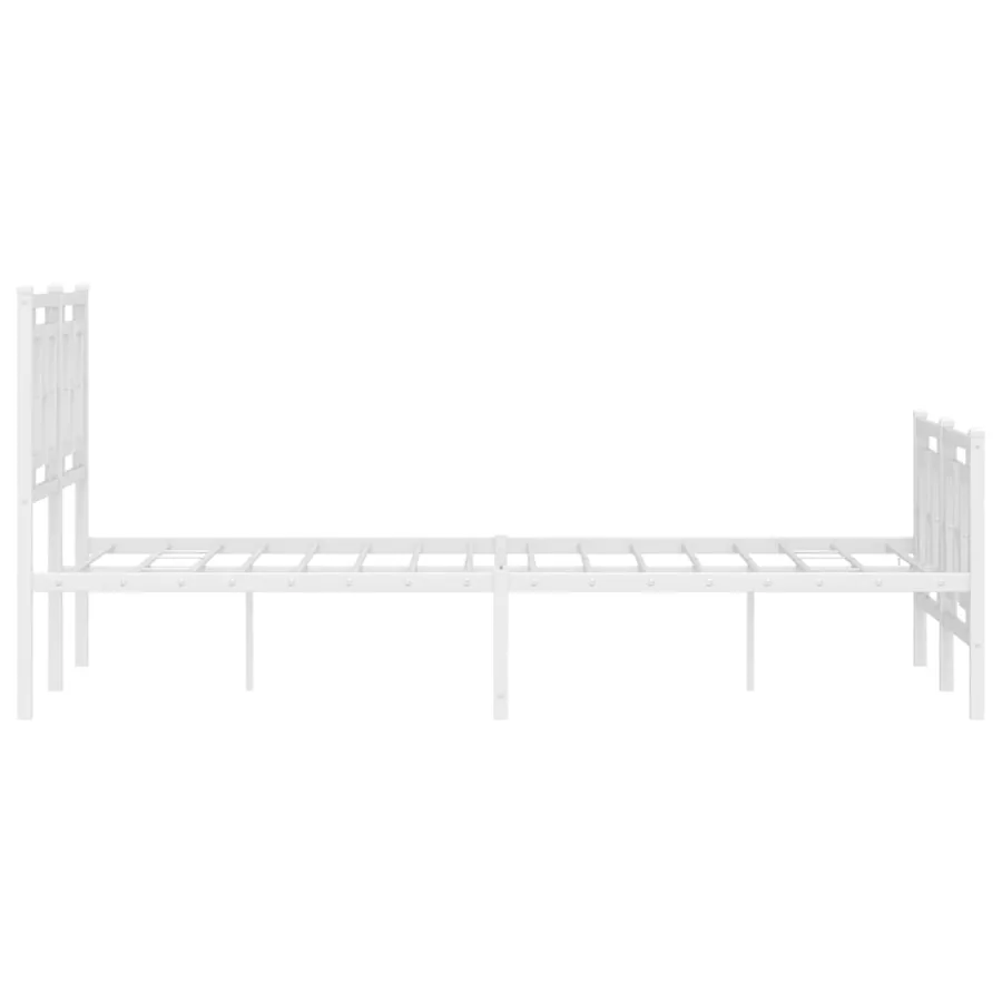 Cadre de lit métal sans matelas et pied de lit blanc 120x190 cm - 6