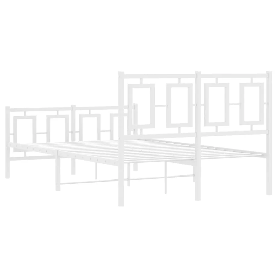 Cadre de lit métal sans matelas et pied de lit blanc 120x190 cm - 7