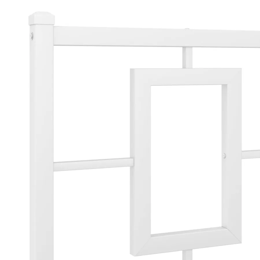 Cadre de lit métal sans matelas et pied de lit blanc 120x190 cm - 8