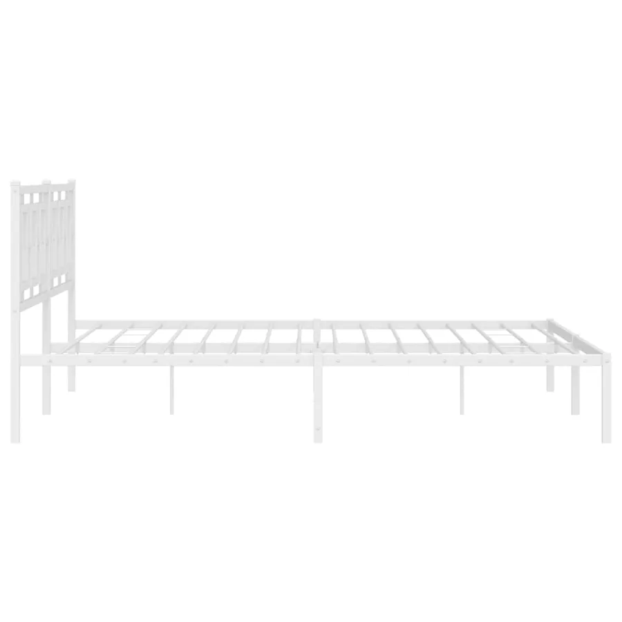 Cadre de lit métal sans matelas et tête de lit blanc 193x203 cm - 6