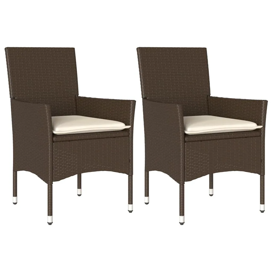 Chaises de jardin avec coussins lot de 2 marron résine tressée - 2