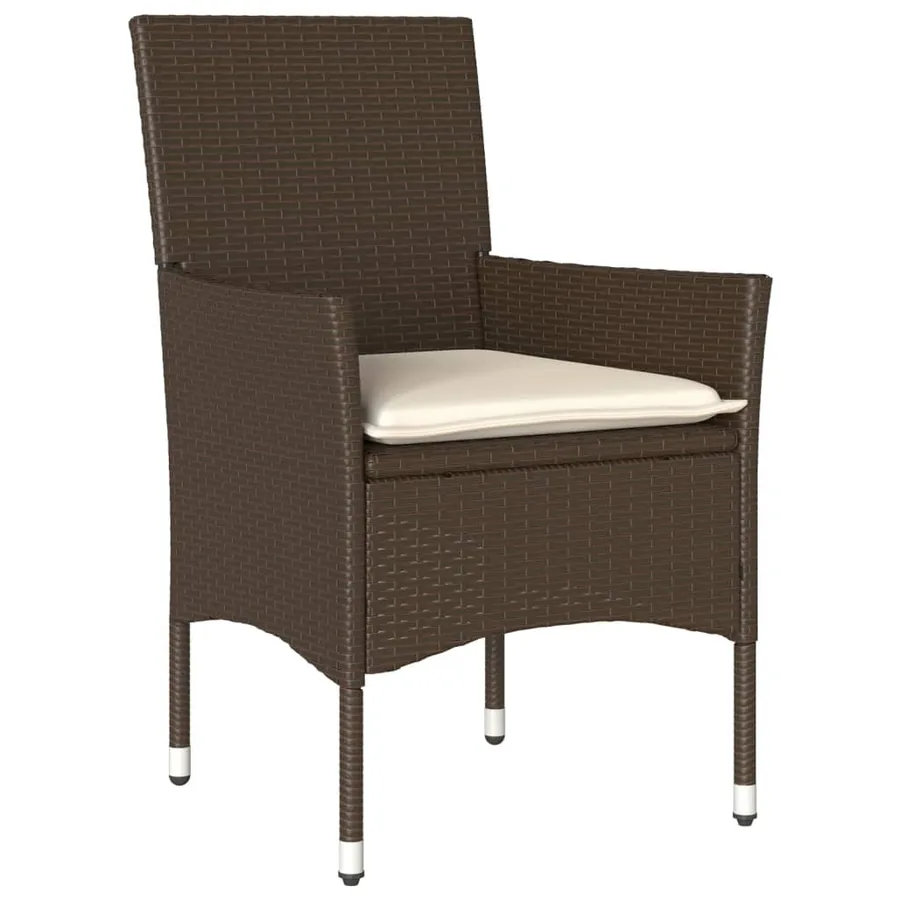 Chaises de jardin avec coussins lot de 2 marron résine tressée - 4