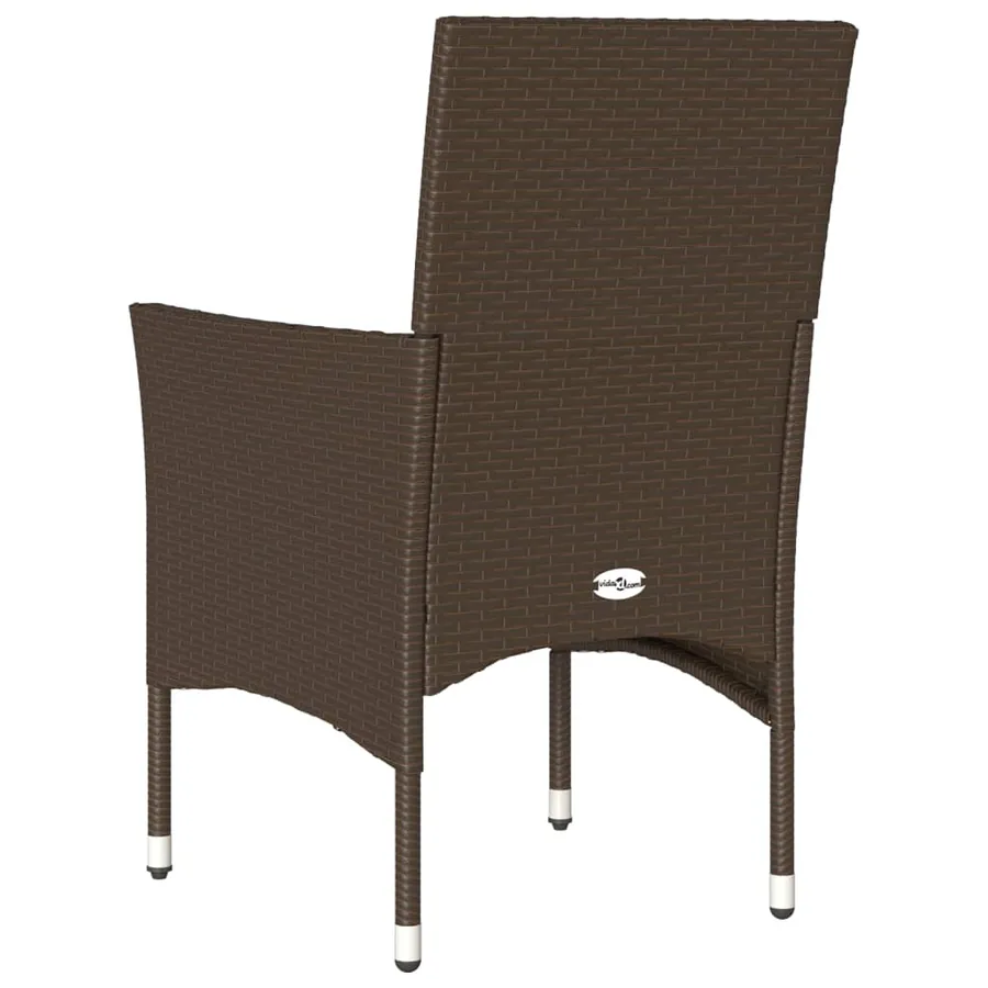 Chaises de jardin avec coussins lot de 2 marron résine tressée - 7