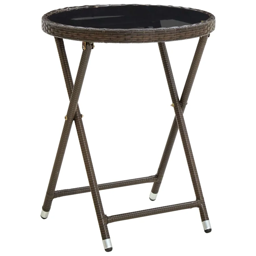 Ensemble de bistro avec coussins 3 pcs marron rotin et verre - 4