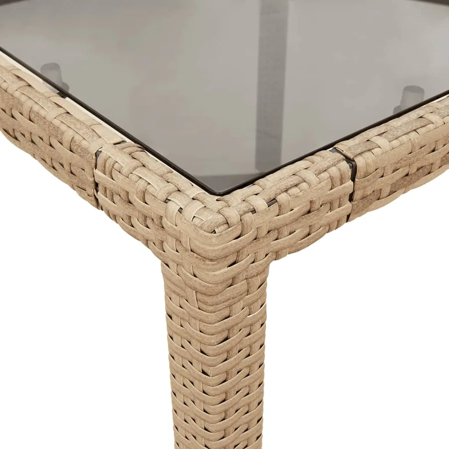 Ensemble à manger de jardin et coussins 9 pcs beige rotin verre - 6