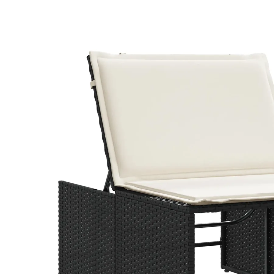 Chaises longues modulaires 2 pièces avec table en résine tressée noire - 10