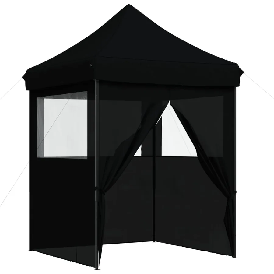 Tente de réception pliable escamotable 4 parois latérales noir - 7