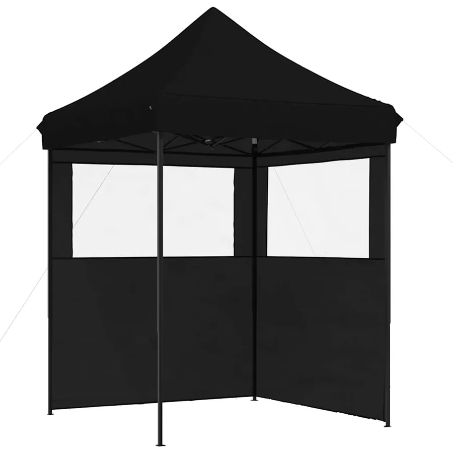 Tente de réception pliable escamotable 2 parois latérales noir - 2