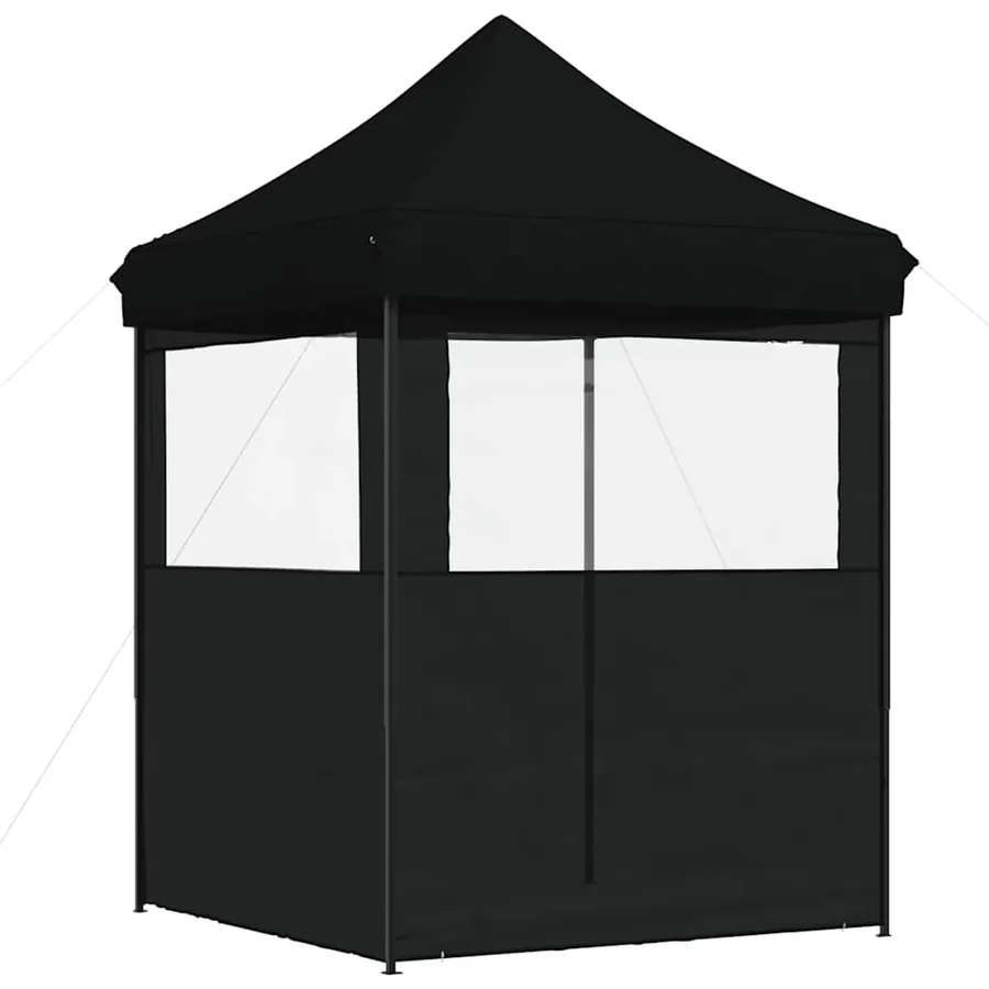 Tente de réception pliable escamotable 2 parois latérales noir - 4
