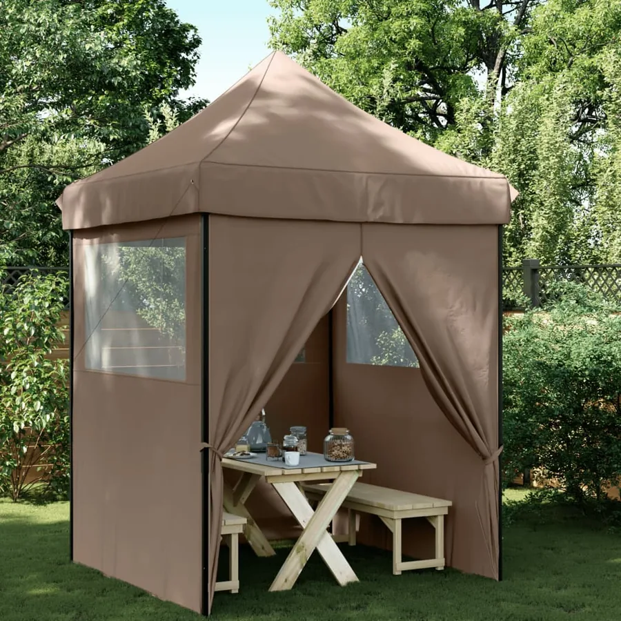 Tente de réception pliable escamotable avec 4 parois latérales