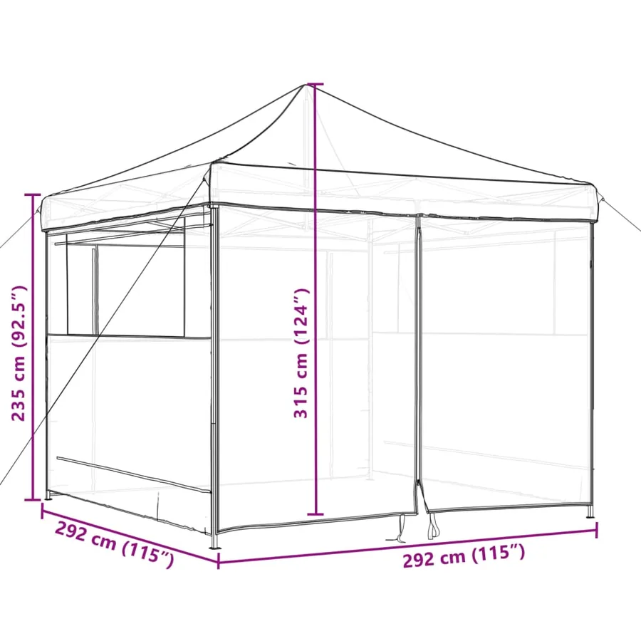 Tente de réception pliable escamotable 4 parois latérales taupe - 10
