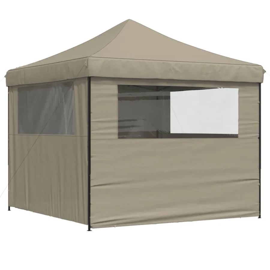 Tente de réception pliable escamotable 4 parois latérales taupe - 5