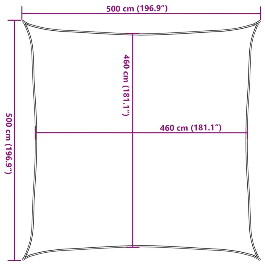 Voile d'ombrage gris clair 5x5 m 100% polyester oxford - 10