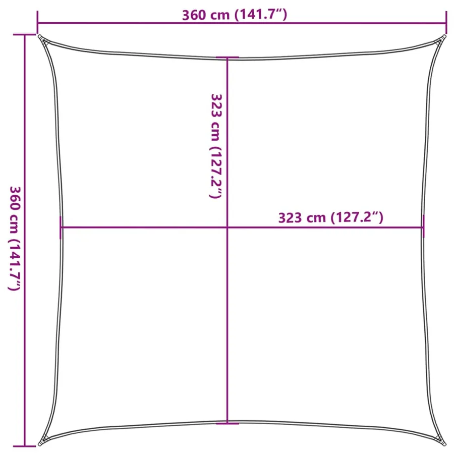 Voile d'ombrage sable 3,6x3,6 m 100 % polyester oxford - 10