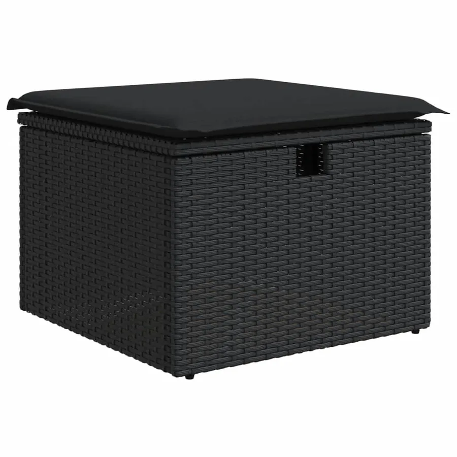Salon de jardin 8 pcs avec coussins noir résine tressée - 6