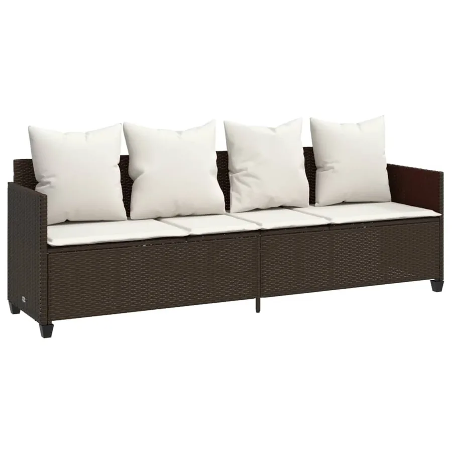Chaise longue avec coussins marron résine tressée - 2