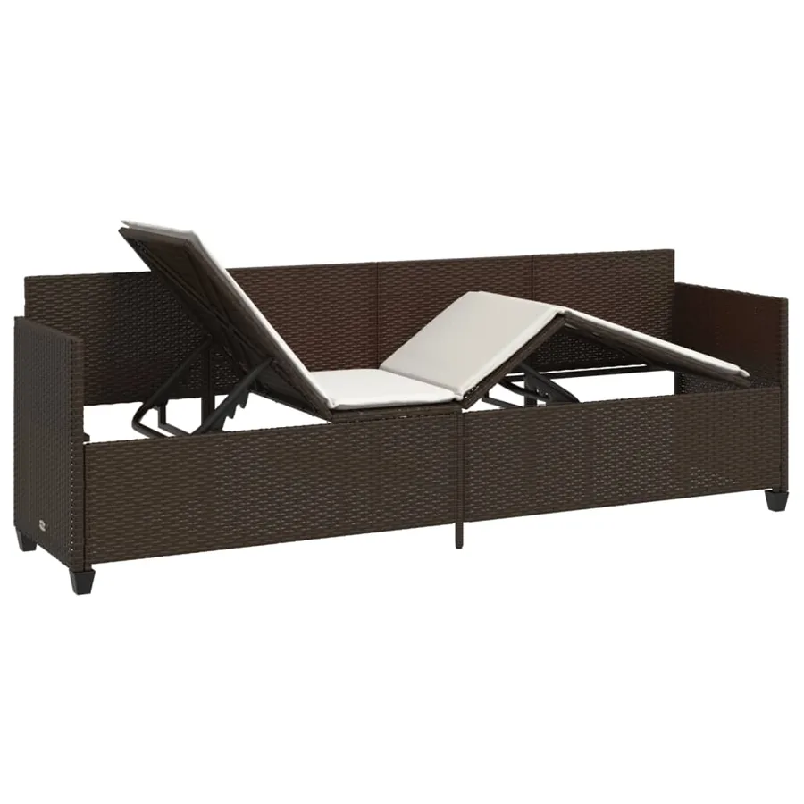Chaise longue avec coussins marron résine tressée - 4