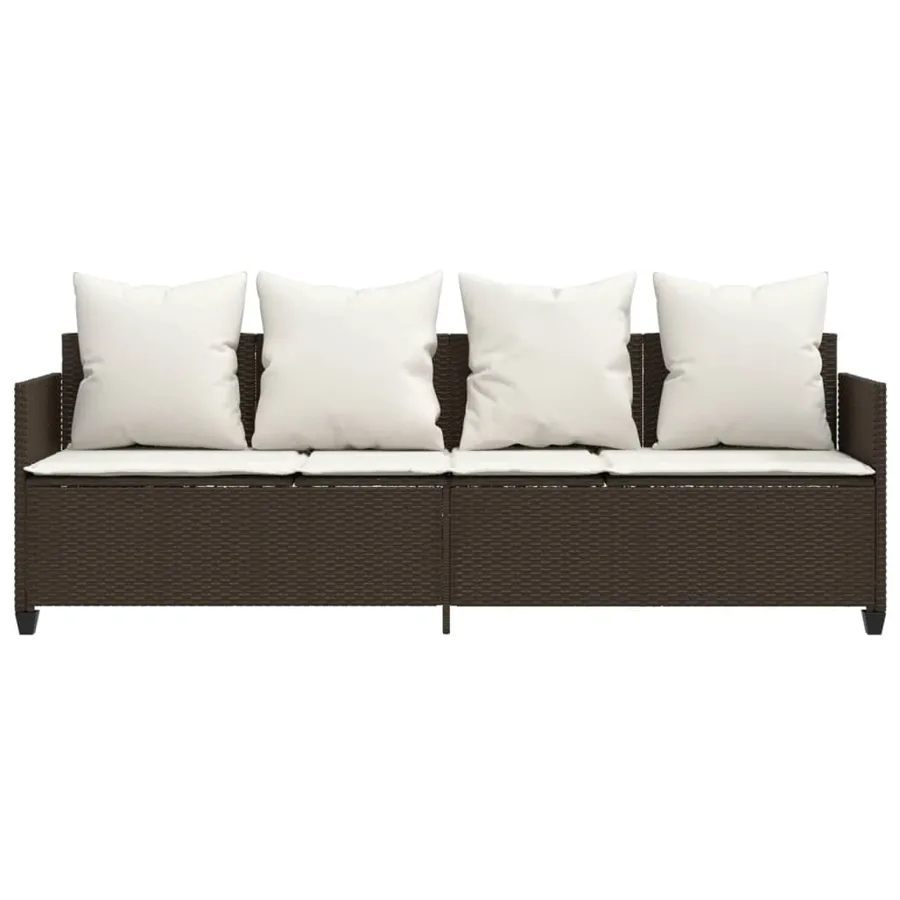 Chaise longue avec coussins marron résine tressée - 5