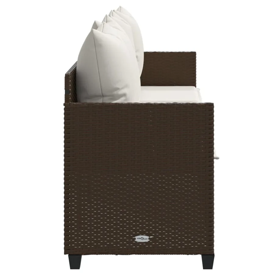 Chaise longue avec coussins marron résine tressée - 6