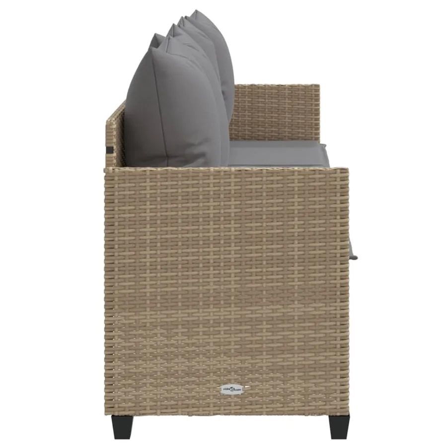 Chaise longue avec coussins beige résine tressée - 6