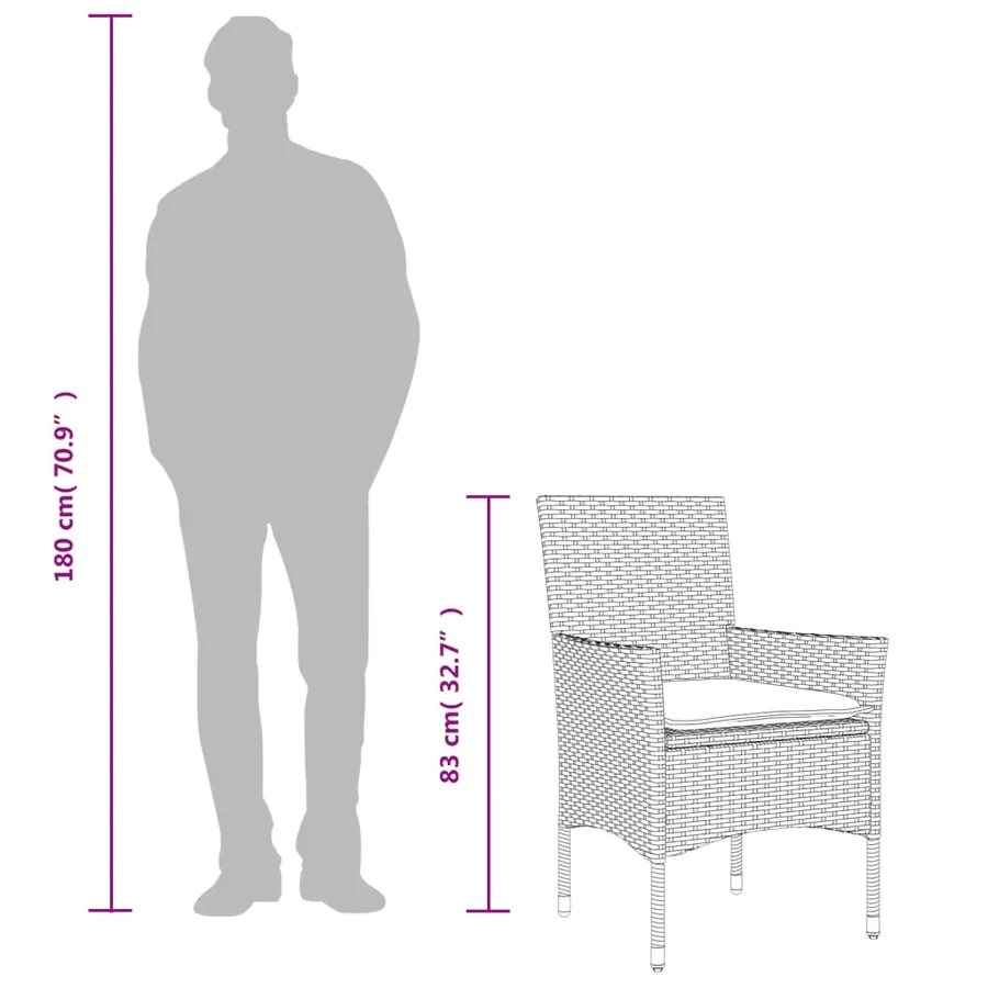 Ensemble à manger de jardin et coussins 3 pcs beige rotin verre - 10