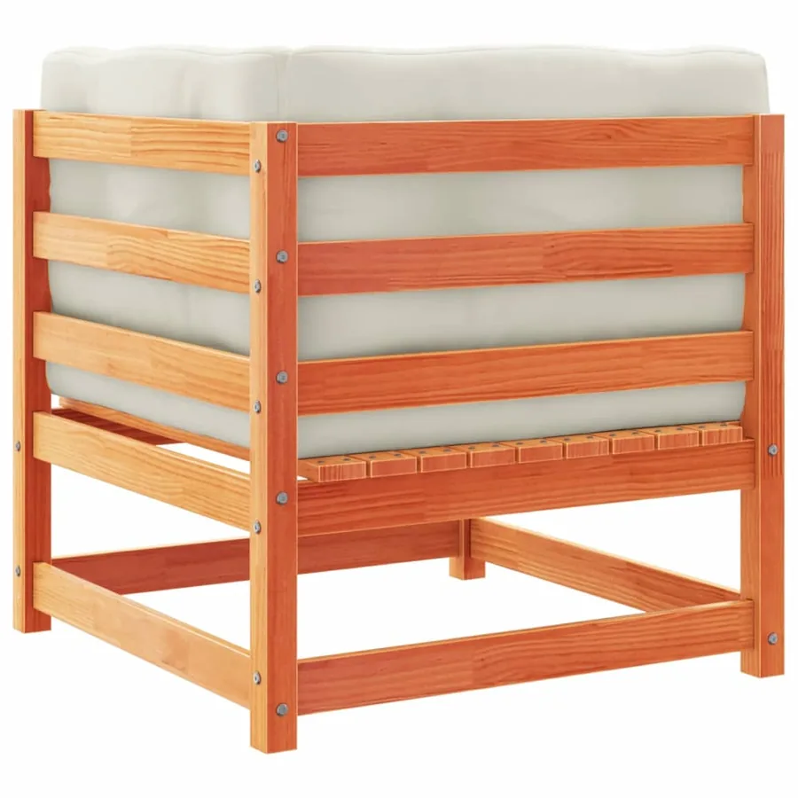 Salon de jardin 2 pcs avec coussins cire marron bois pin massif - 5