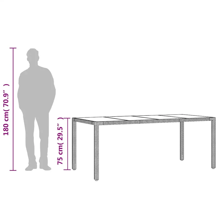 Table de jardin avec dessus en verre marron résine tressée - 10
