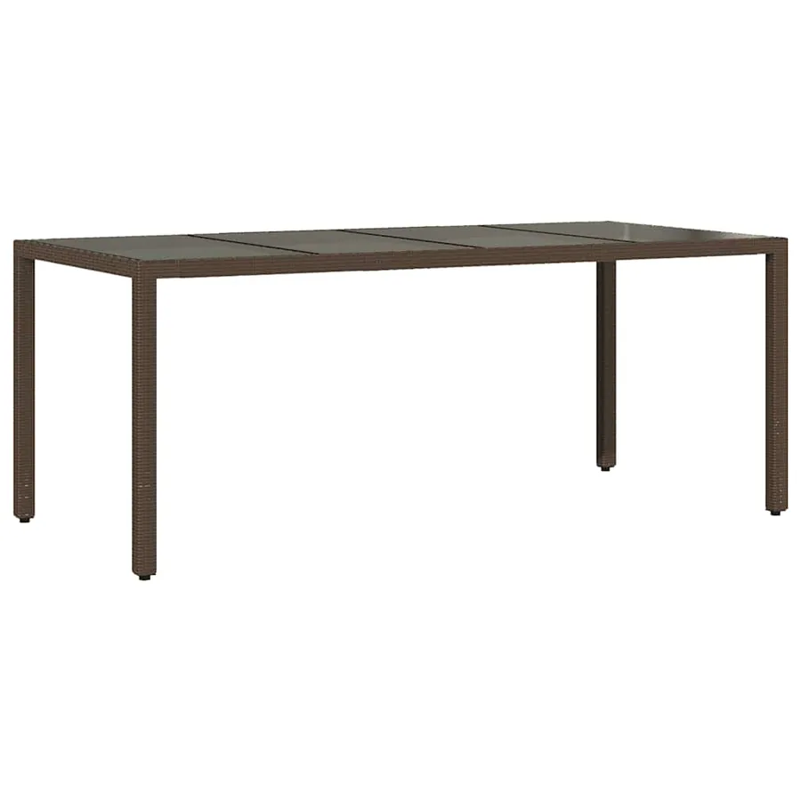 Table de jardin avec dessus en verre marron résine tressée - 2