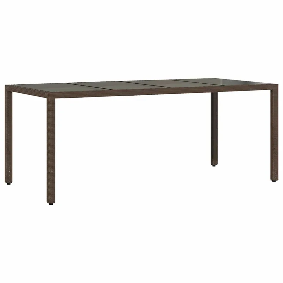 Table de jardin avec dessus en verre marron résine tressée - 6