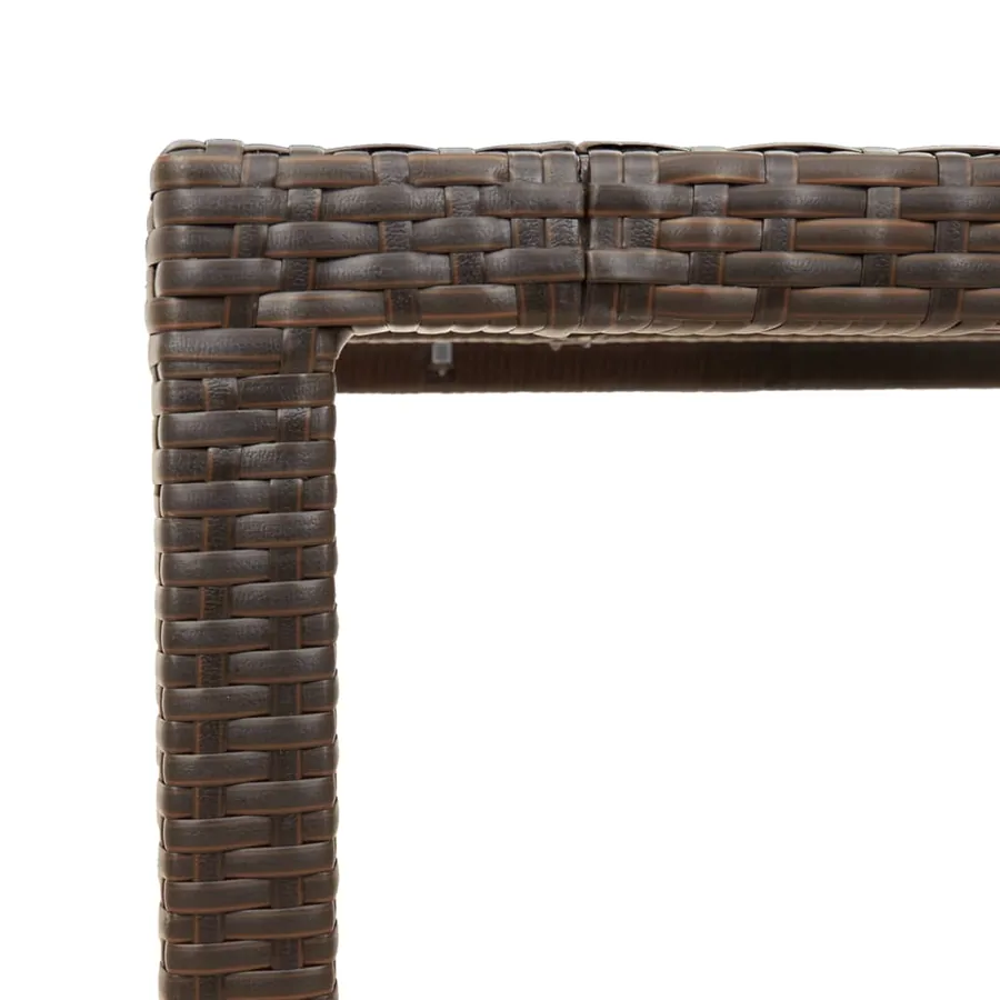 Table de jardin avec dessus en verre marron résine tressée - 9