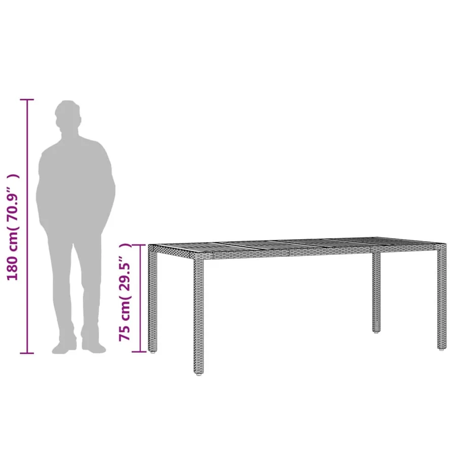 Table de jardin et dessus en bois d'acacia gris résine tressée - 10