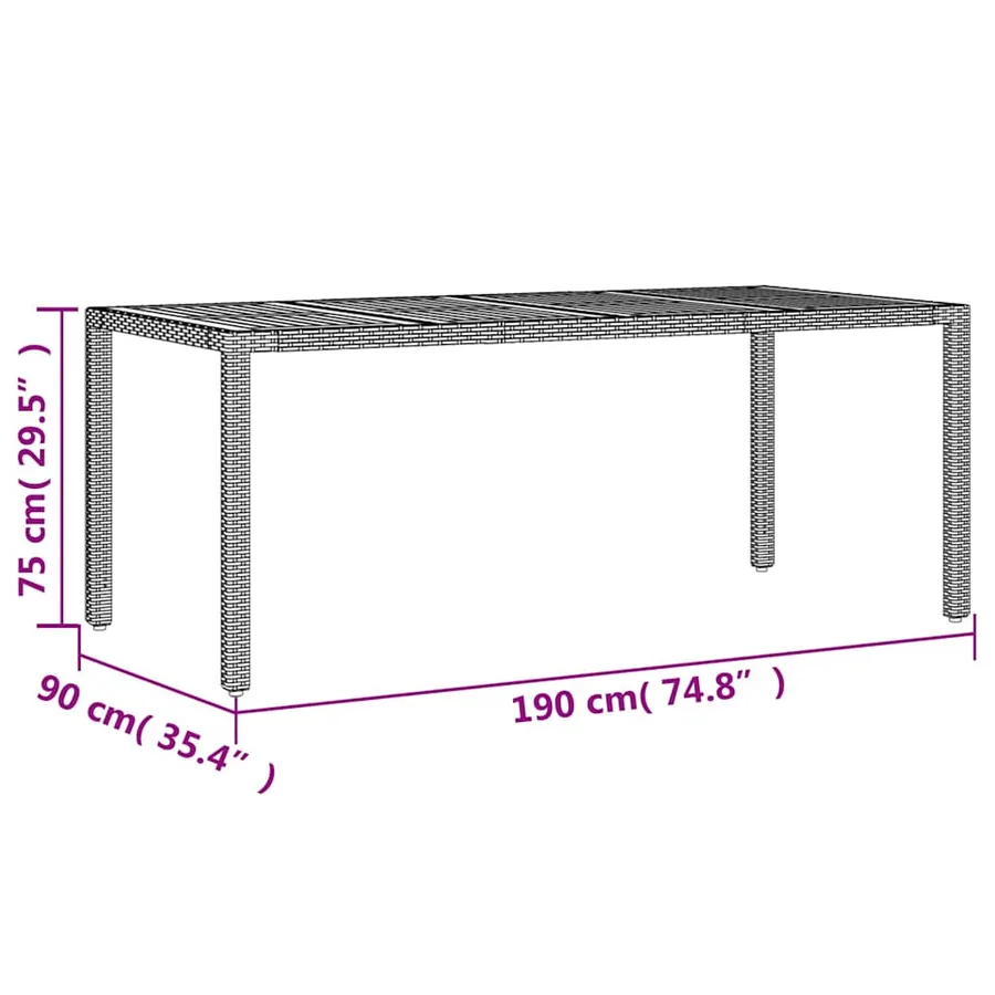 Table de jardin et dessus en bois d'acacia gris résine tressée - 11