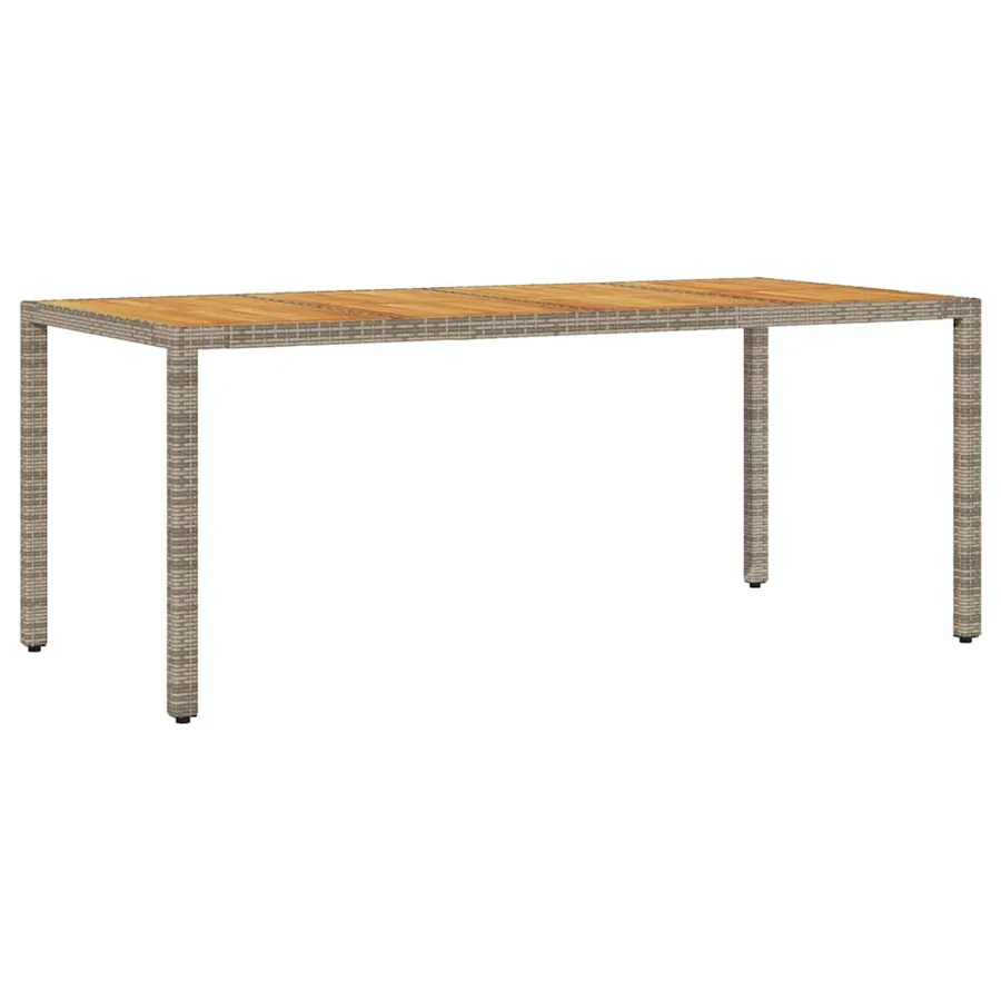 Table de jardin et dessus en bois d'acacia gris résine tressée - 2