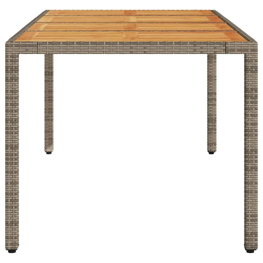 Table de jardin et dessus en bois d'acacia gris résine tressée - 5