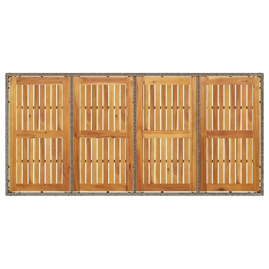 Table de jardin et dessus en bois d'acacia gris résine tressée - 7