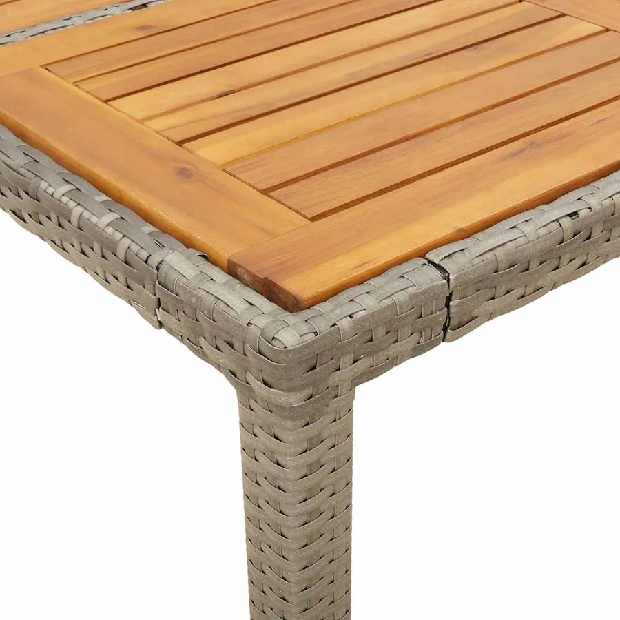 Table de jardin et dessus en bois d'acacia gris résine tressée - 8
