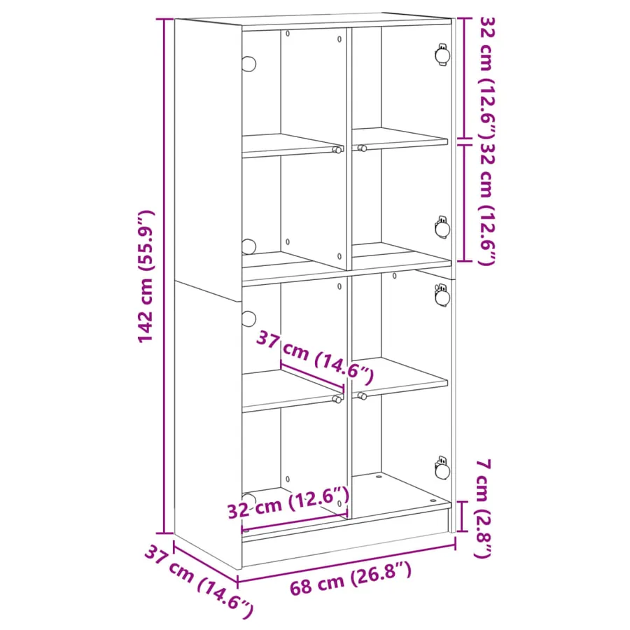 Buffet haut avec portes chêne sonoma bois d'ingénierie - 12
