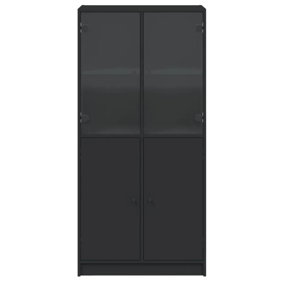Buffet haut avec portes noir 68x37x142 cm bois d'ingénierie - 7