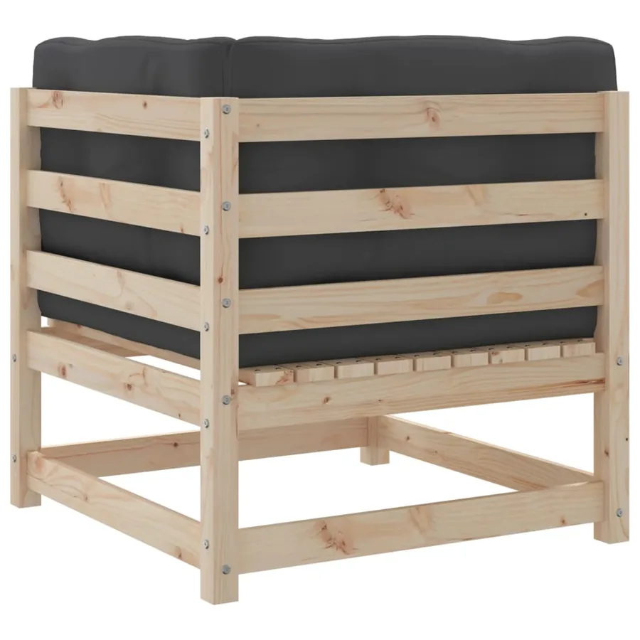 Salon de jardin 7 pcs avec coussins bois de pin massif - 7