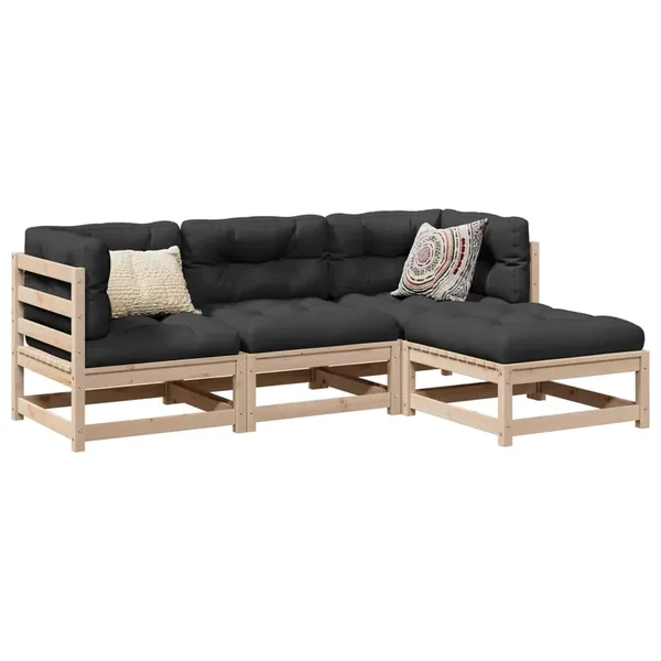 Salon de jardin 4 pcs bois massif de pin