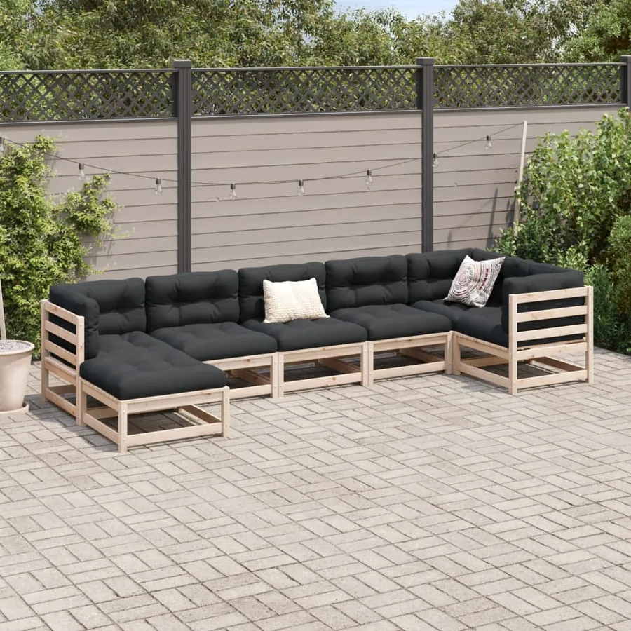 Salon de jardin 7 pcs bois de pin massif - 3