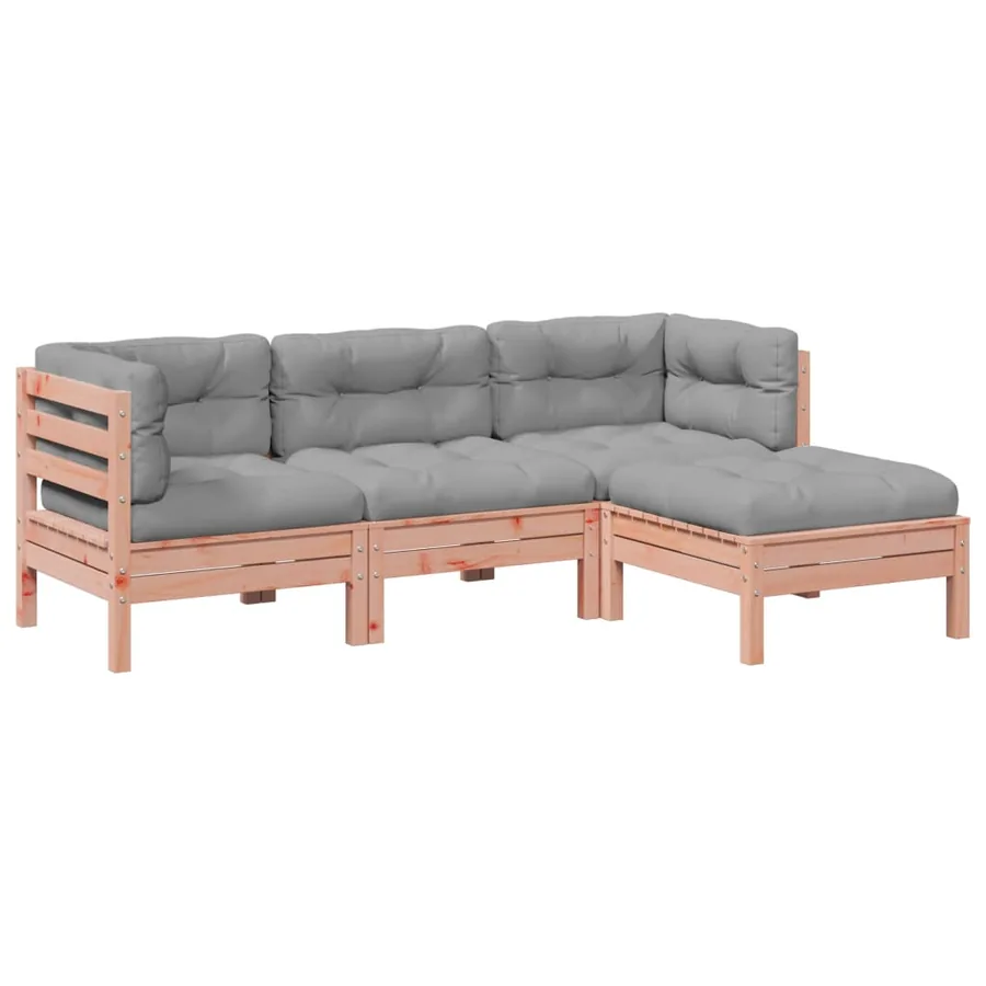 Salon de jardin 4 pcs et coussins bois massif sapin de douglas - 2